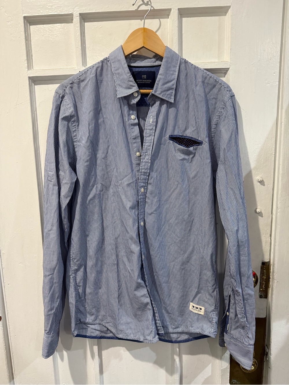 Scotch & Soda Light Blue Pinstripe Casual Button-Down Shirt